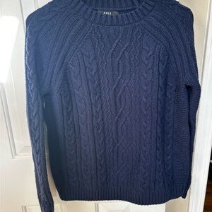 Able Women's Navy Cable Knit Crewneck Sweater